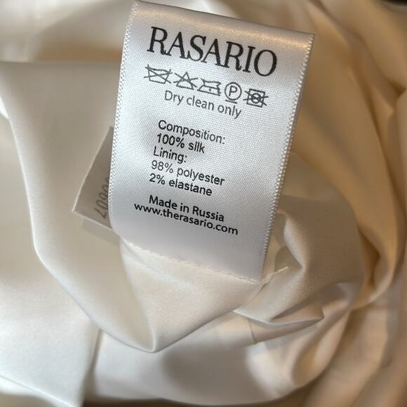 RASARIO One Shoulder Bow Embellished Silk Satin Black and White Maxi Gown Sz 10 - Picture 13 of 13